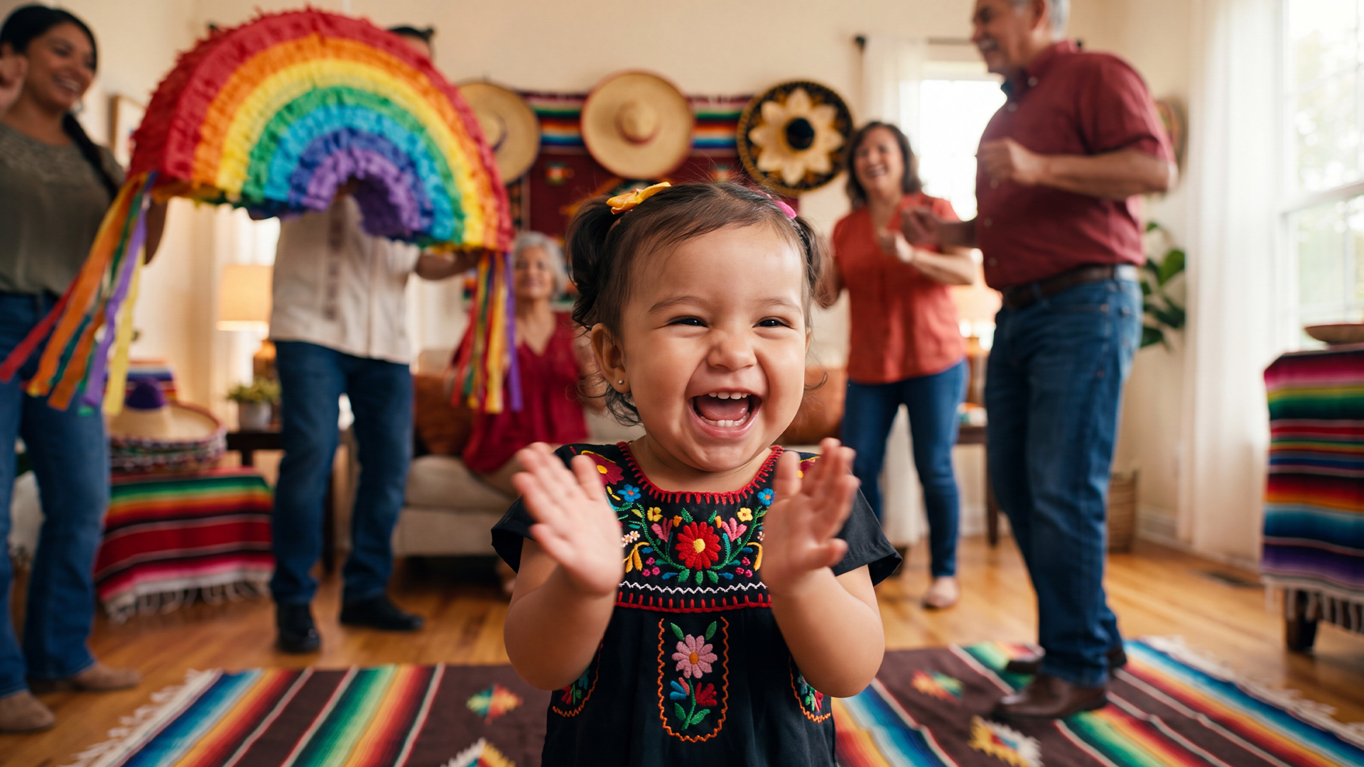 Bebé celebrando el mes patrio en familia, como parte de una crianza respetuosa